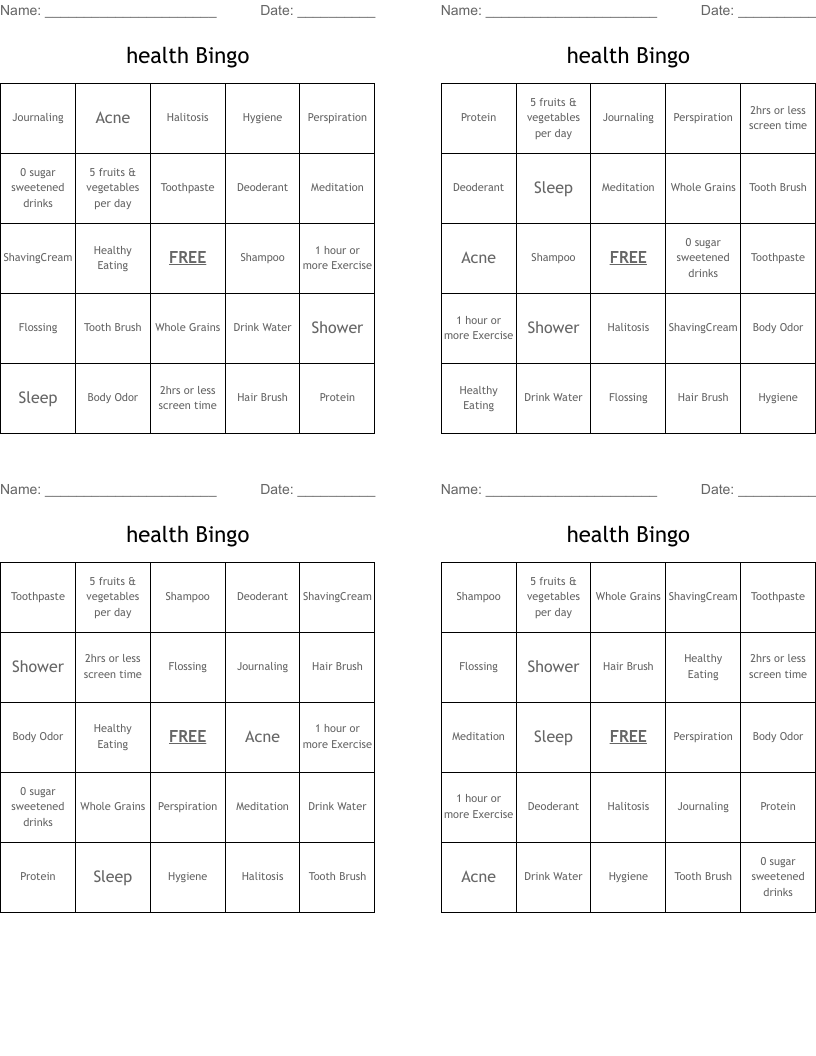 health Bingo
