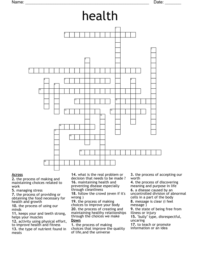 health  Crossword