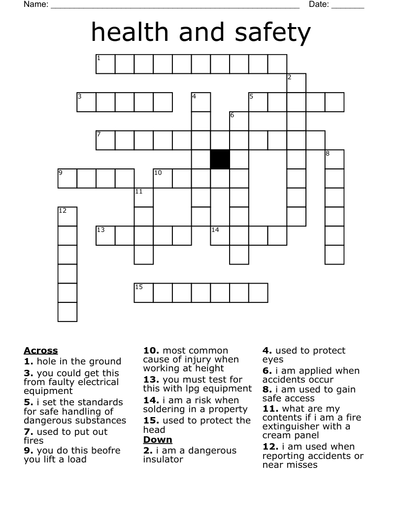 health and safety Crossword