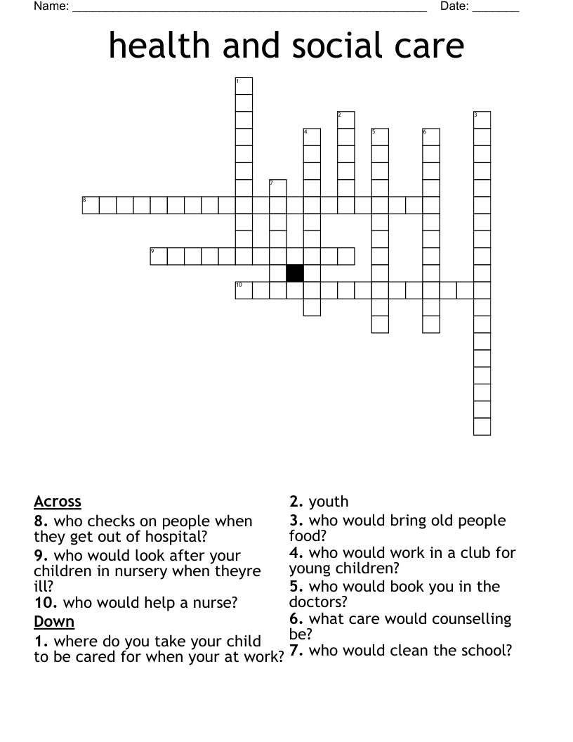 health and social care Crossword