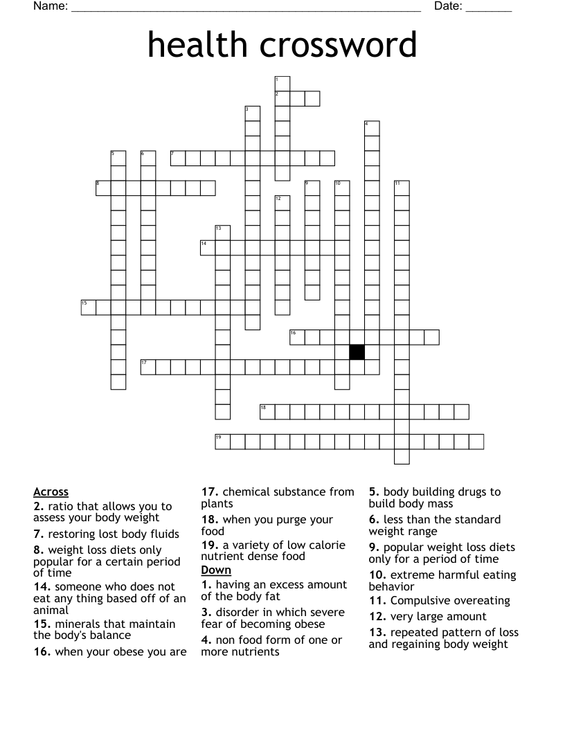 health crossword