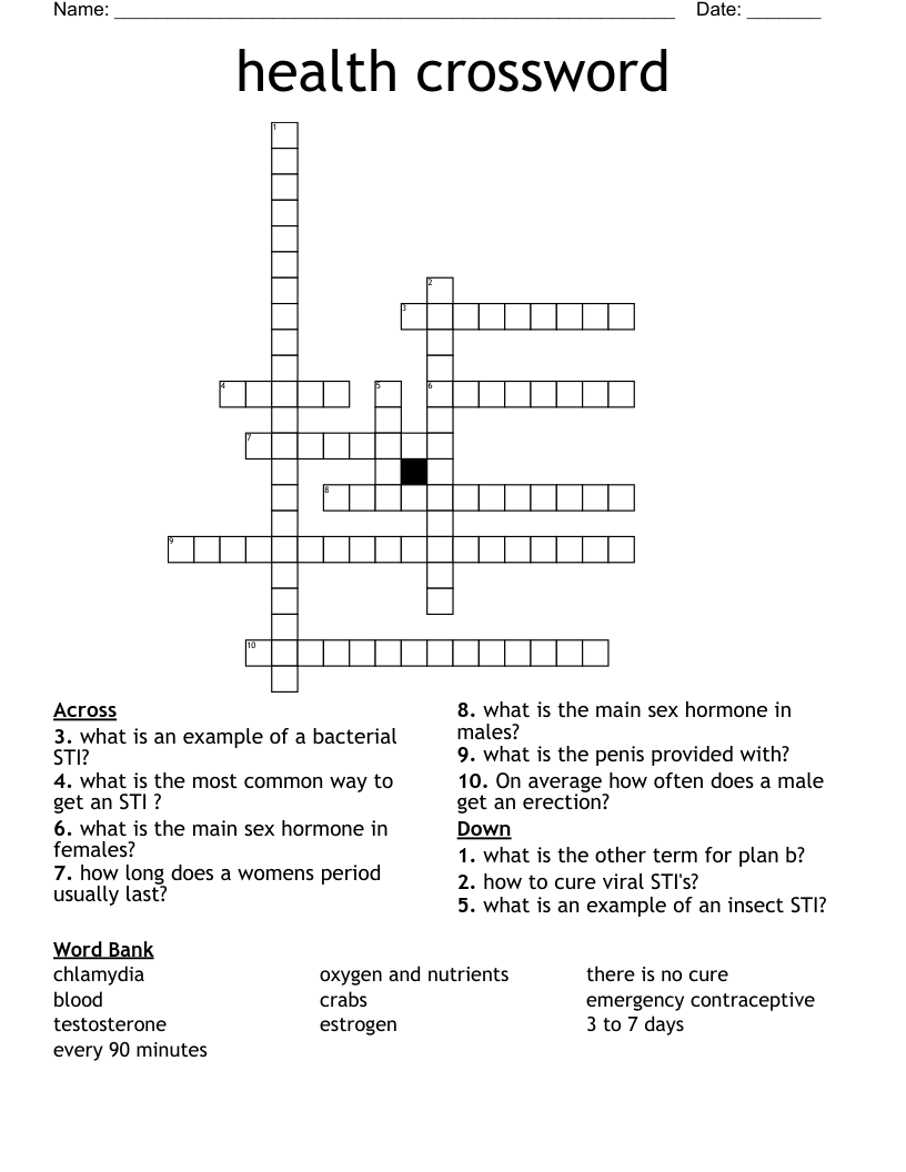 health crossword 