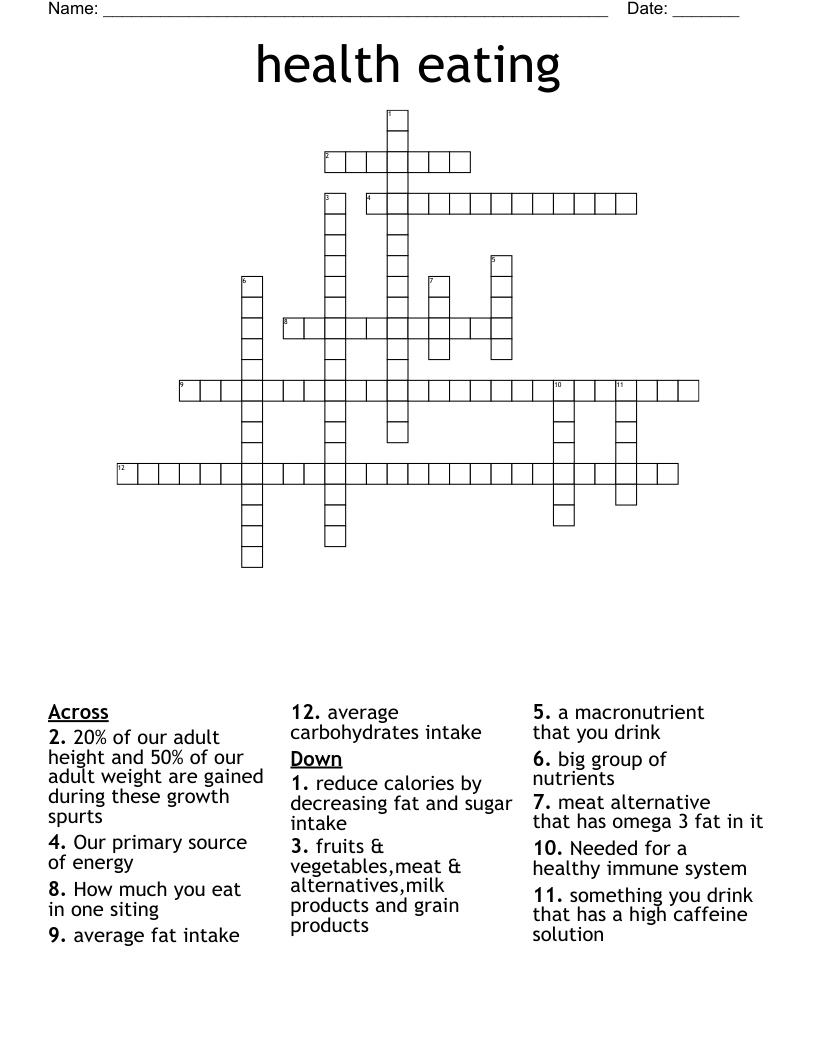 health eating  Crossword