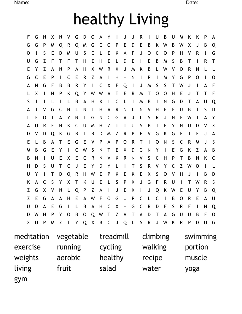 healthy Living Word Search