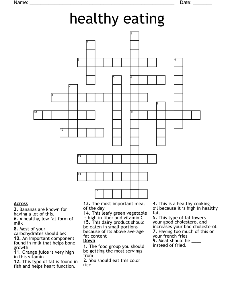 healthy eating Crossword