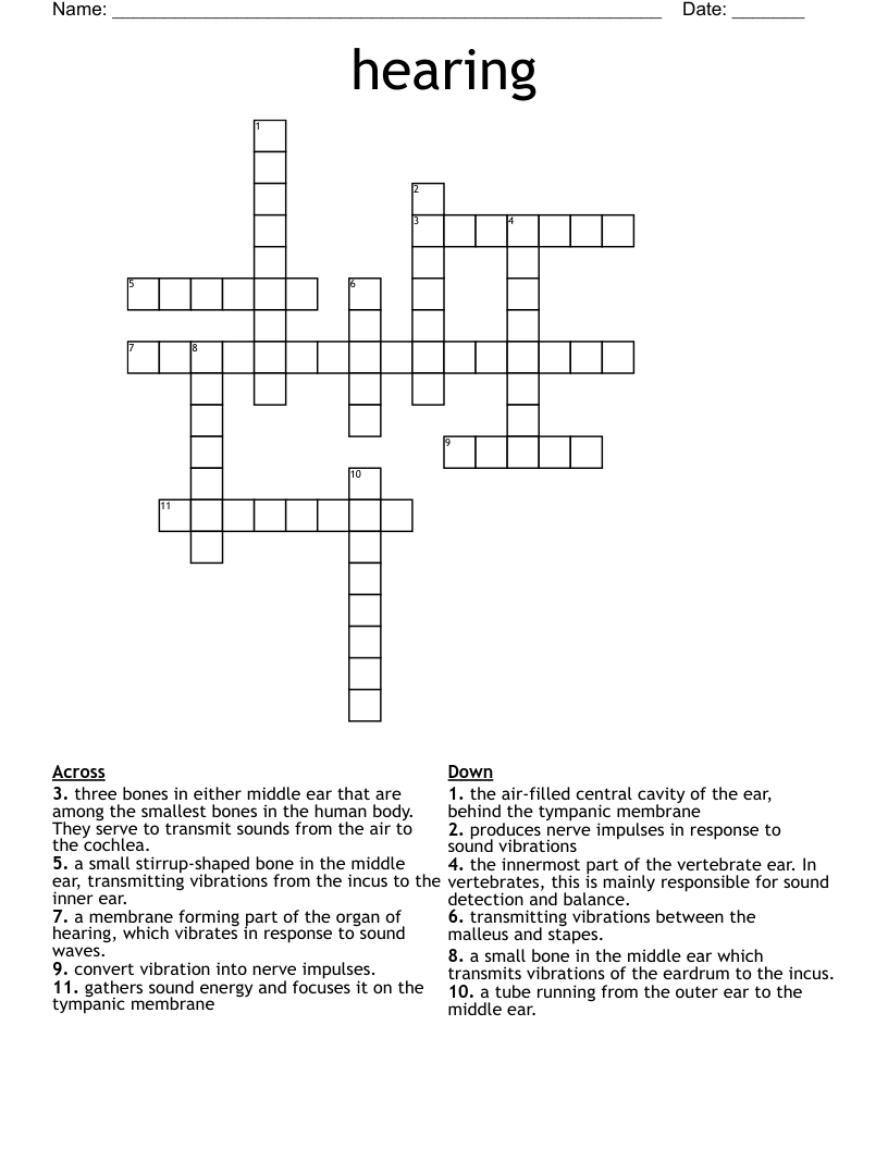 hearing Crossword