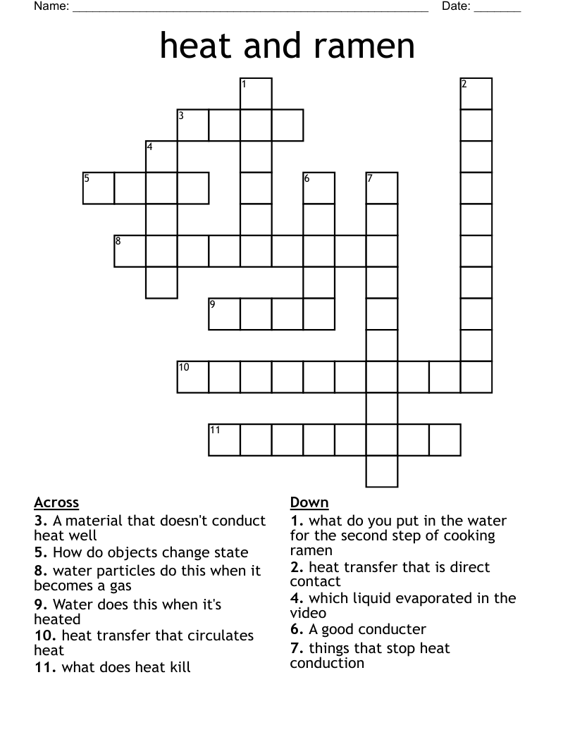 heat and ramen Crossword