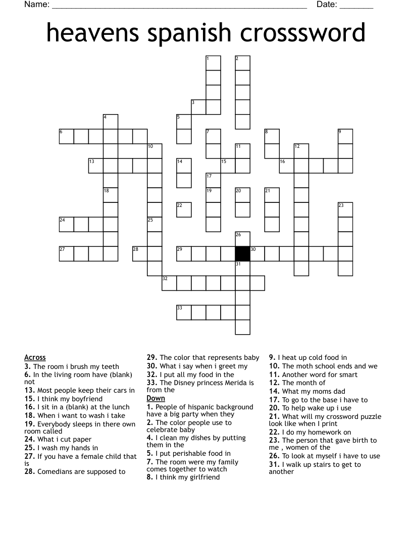 heavens spanish crosssword Crossword