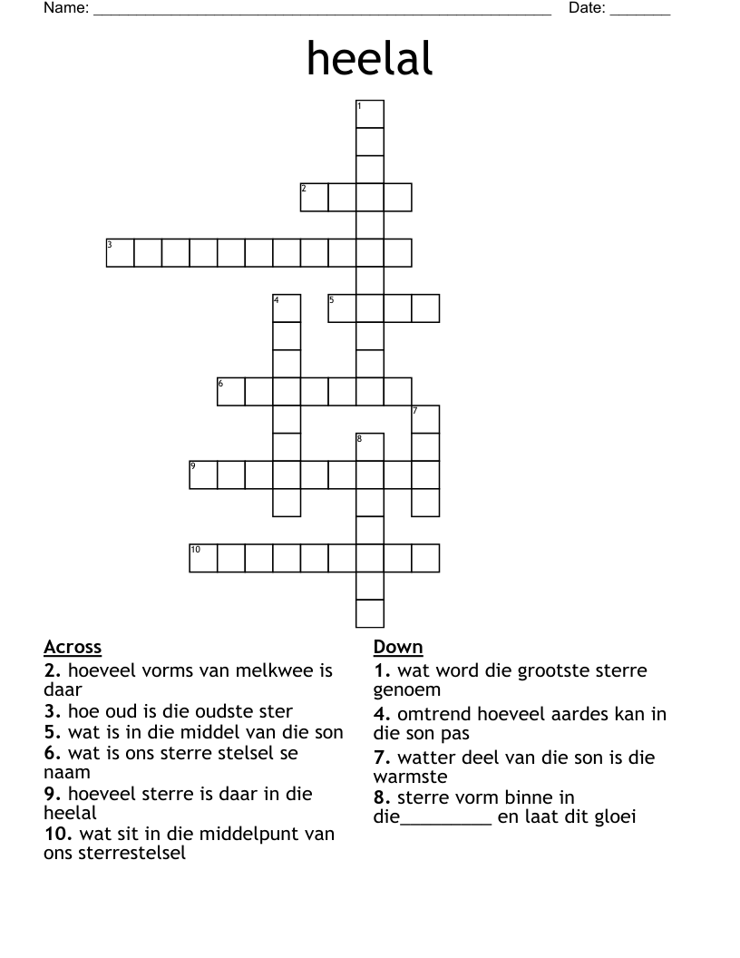 heelal Crossword