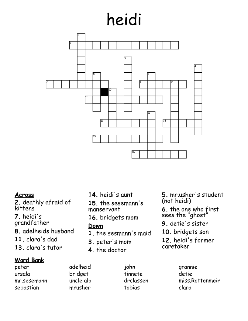 heidi Crossword