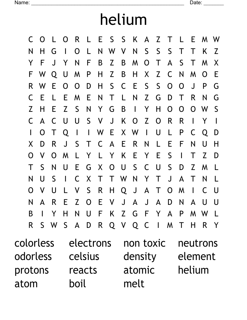 helium Word Search