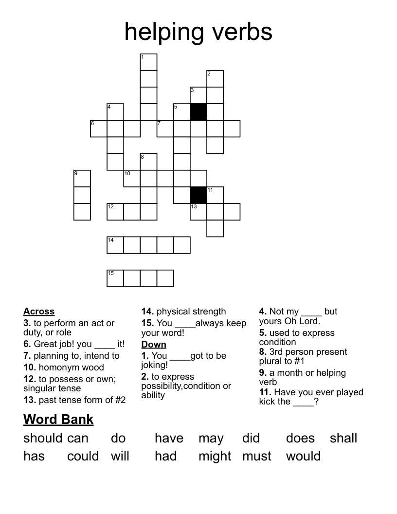 helping verbs Crossword