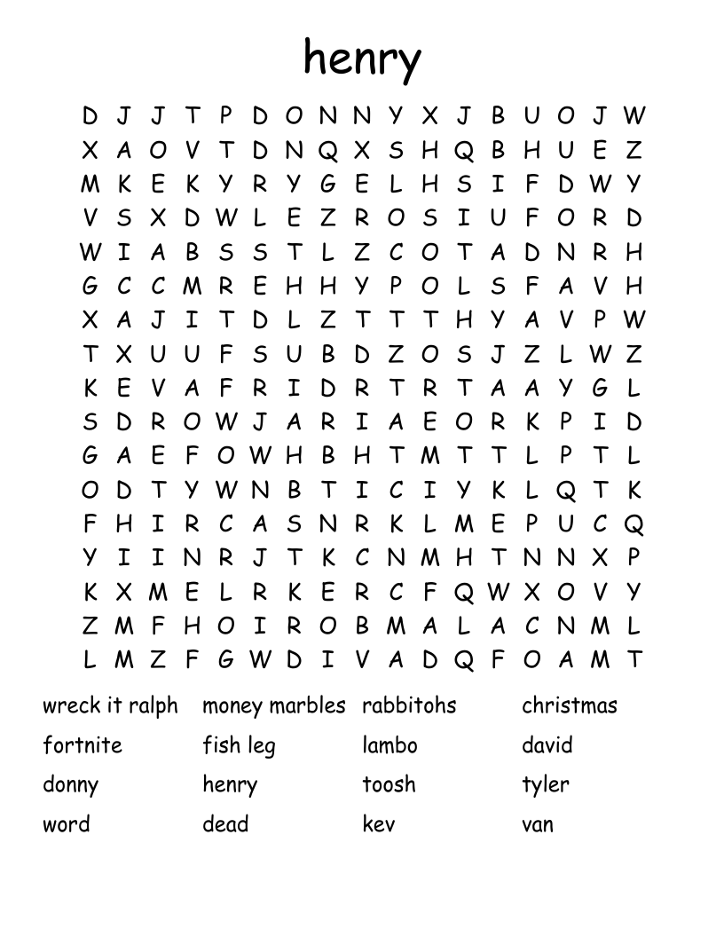 henry Word Search