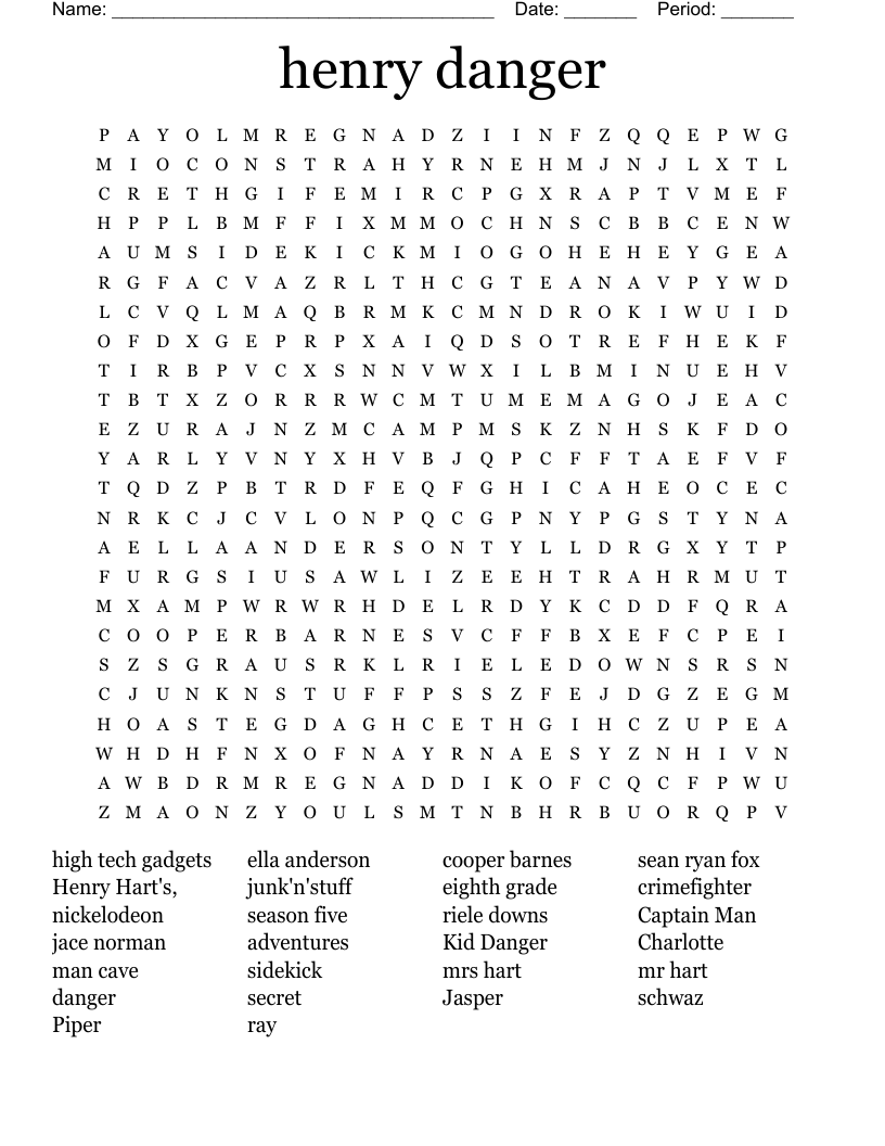 henry danger Word Search