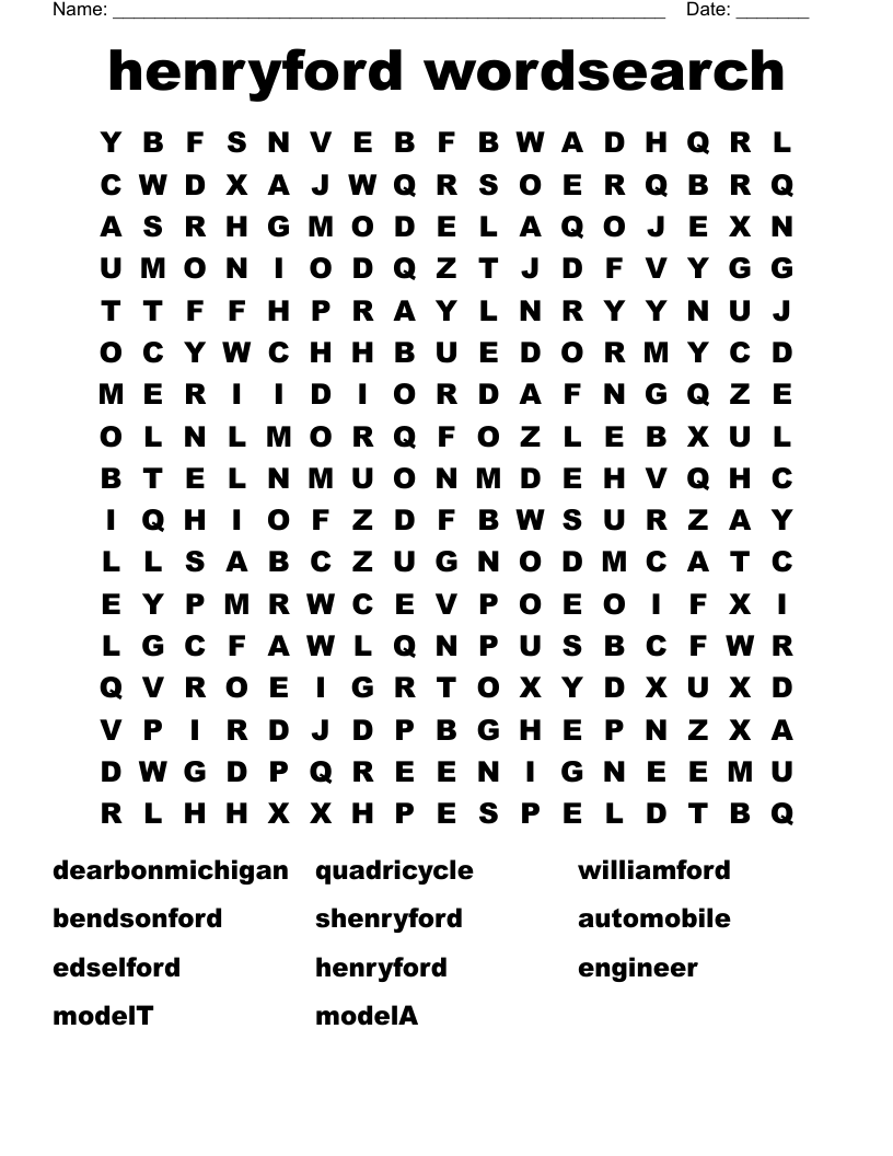 henryford wordsearch