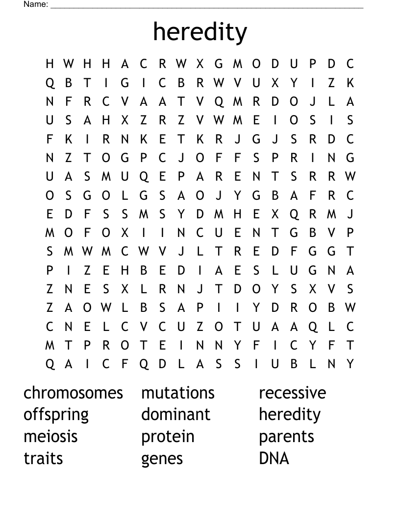 heredity Word Search