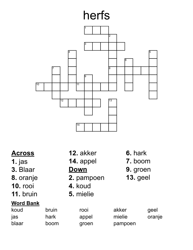 herfs Crossword