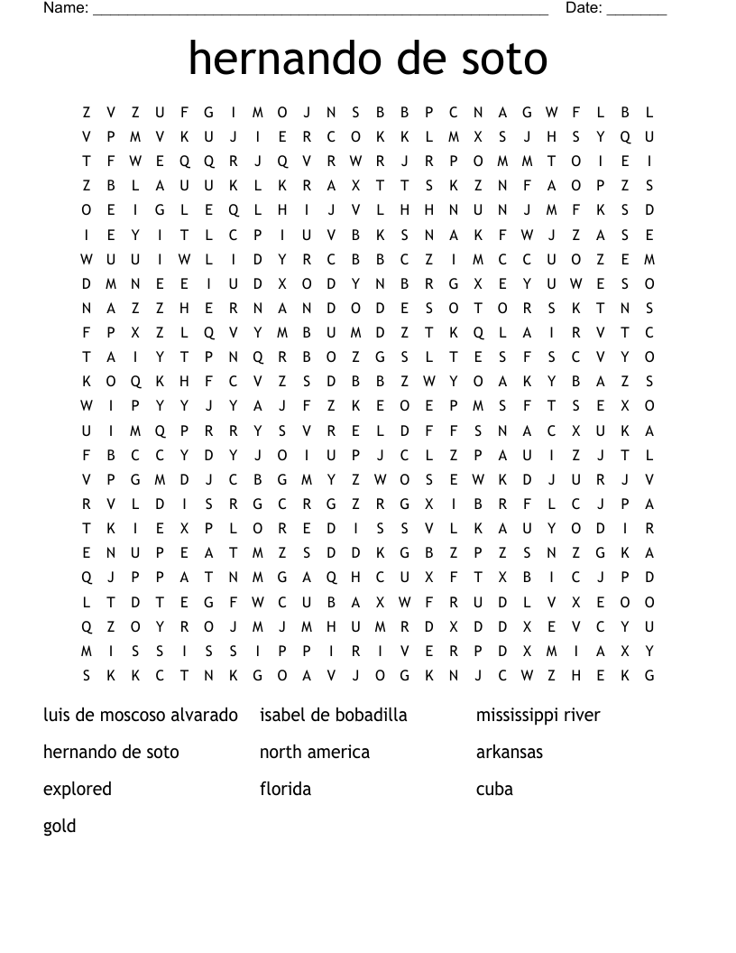 hernando de soto Word Search
