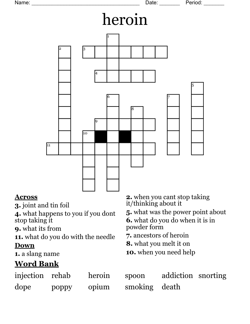 heroin Crossword