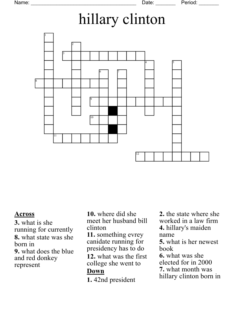 hillary clinton Crossword
