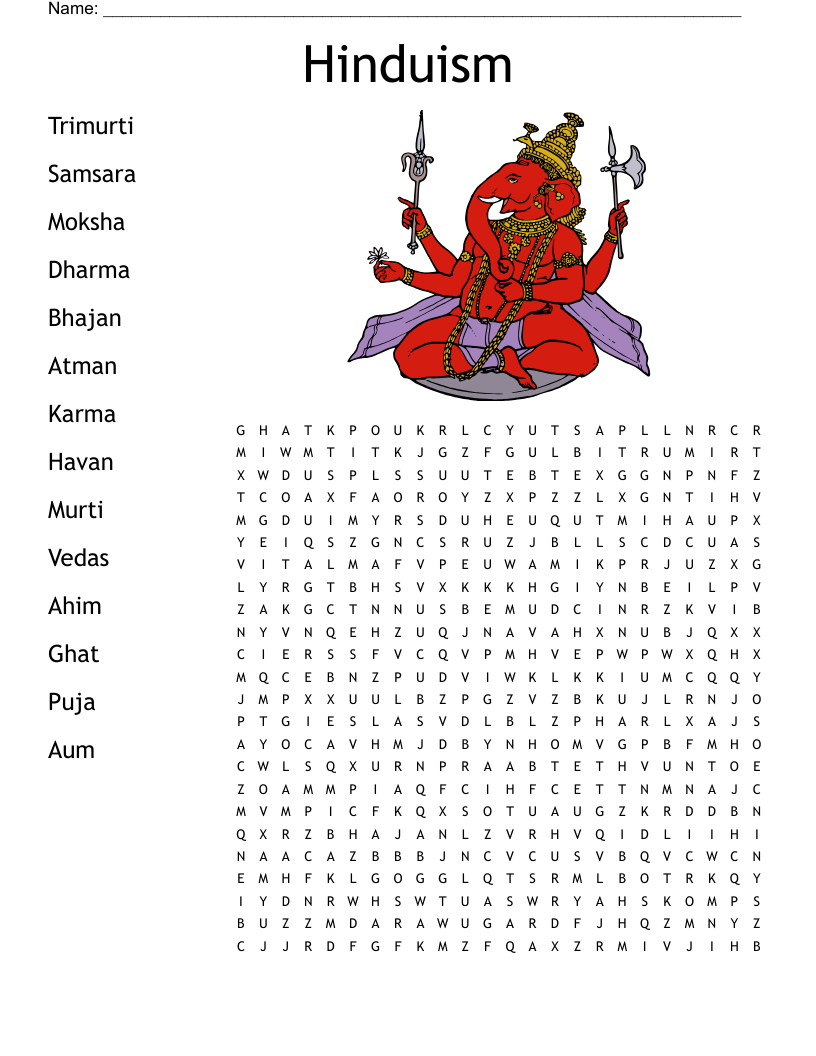 Hinduism Word Search