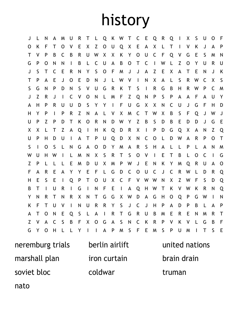 history Word Search