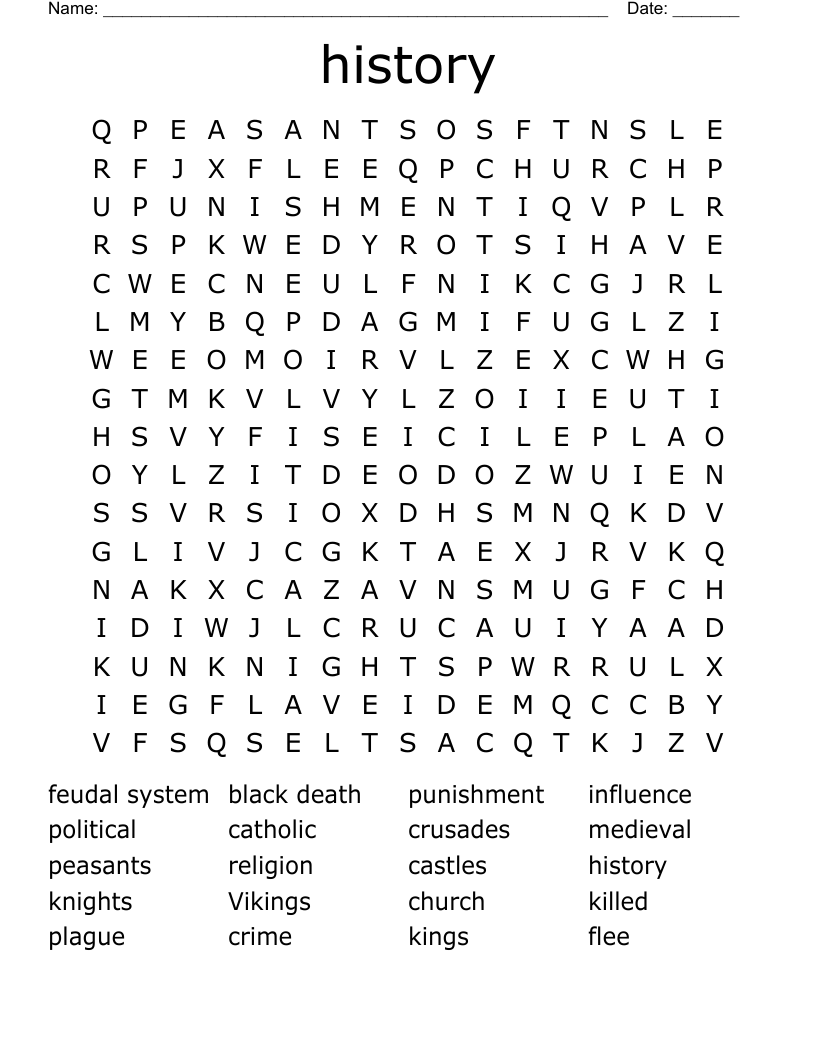 history Word Search