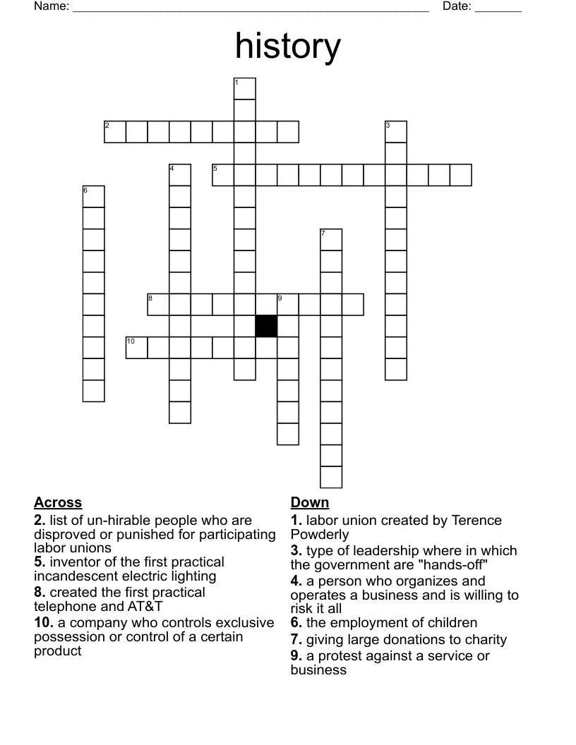 history Crossword
