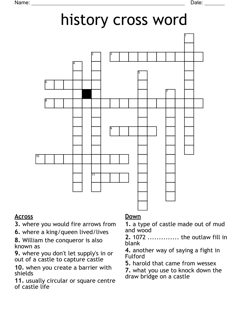 history cross word