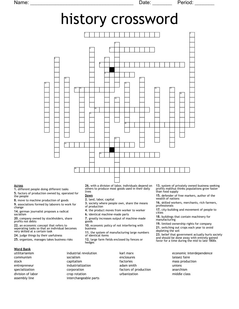 history crossword