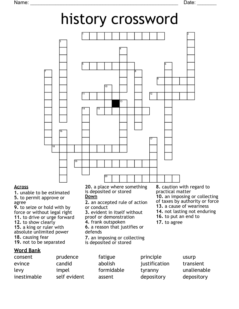 history crossword 