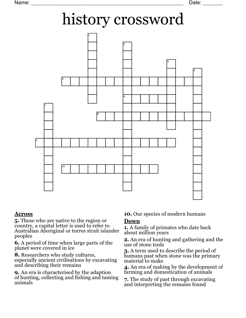 history crossword 