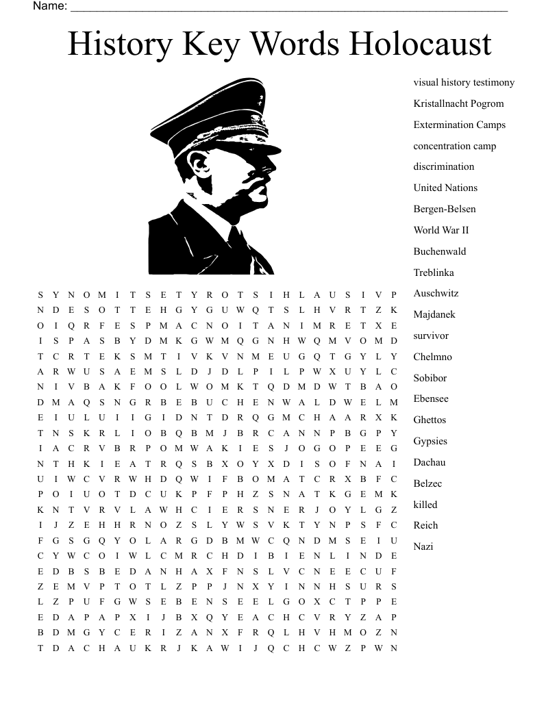 History Key Words Holocaust  Word Search