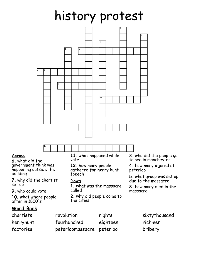 history protest Crossword