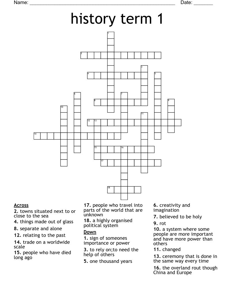 history term 1  Crossword
