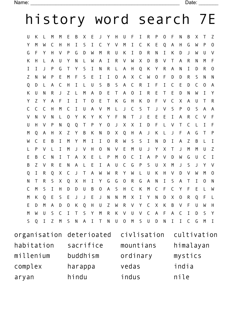 history word search 7E