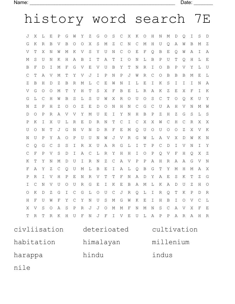history word search 7E