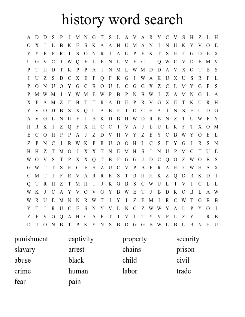 history word search  