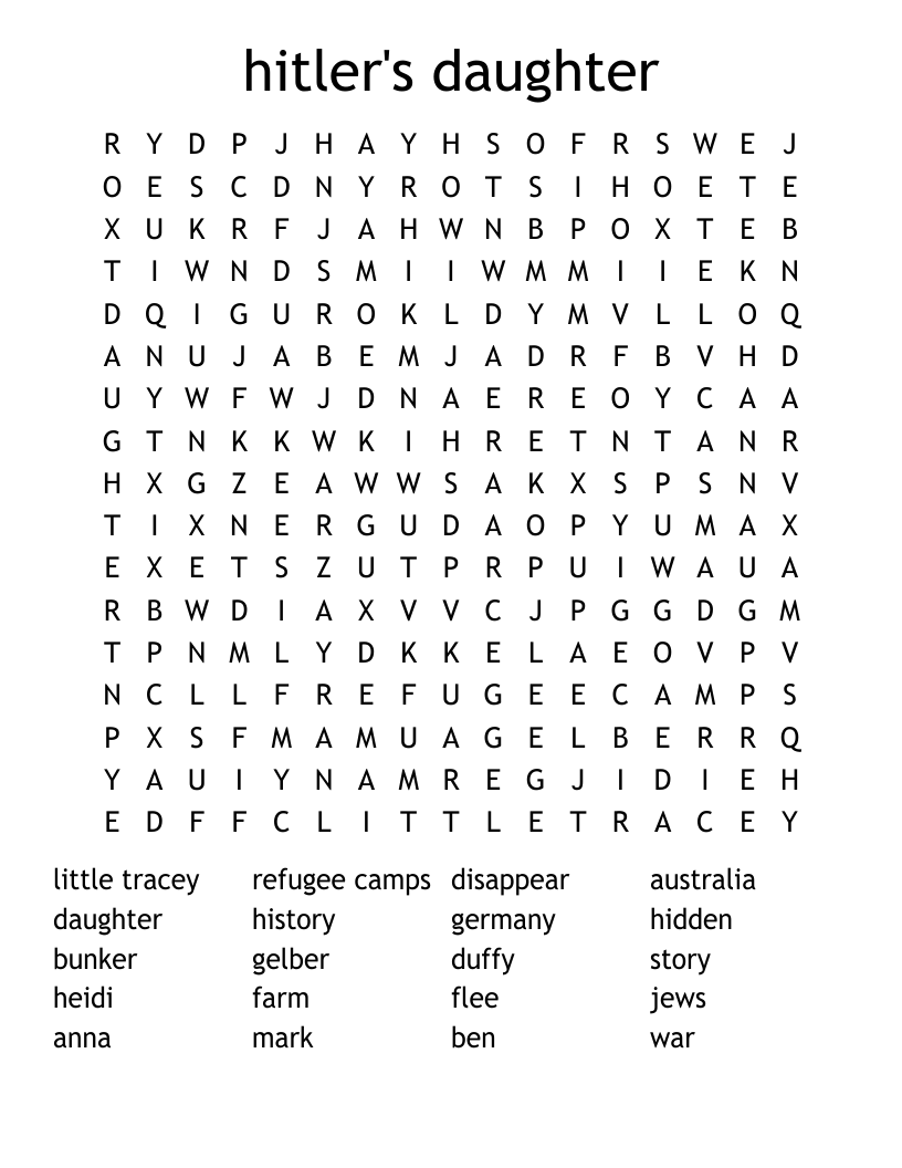 hitler's daughter Word Search