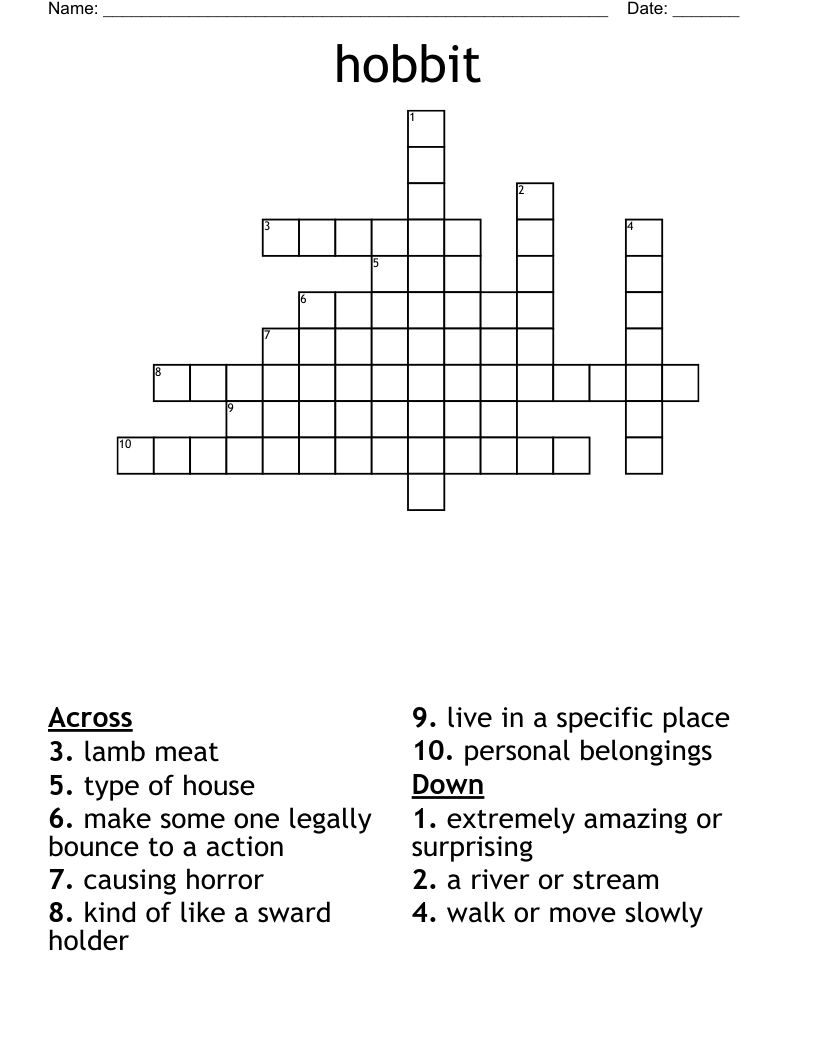 hobbit Crossword