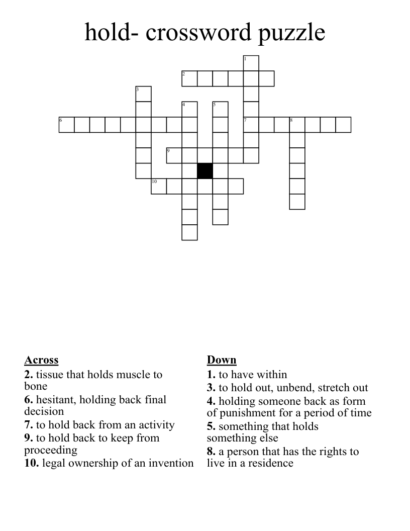 hold- crossword puzzle