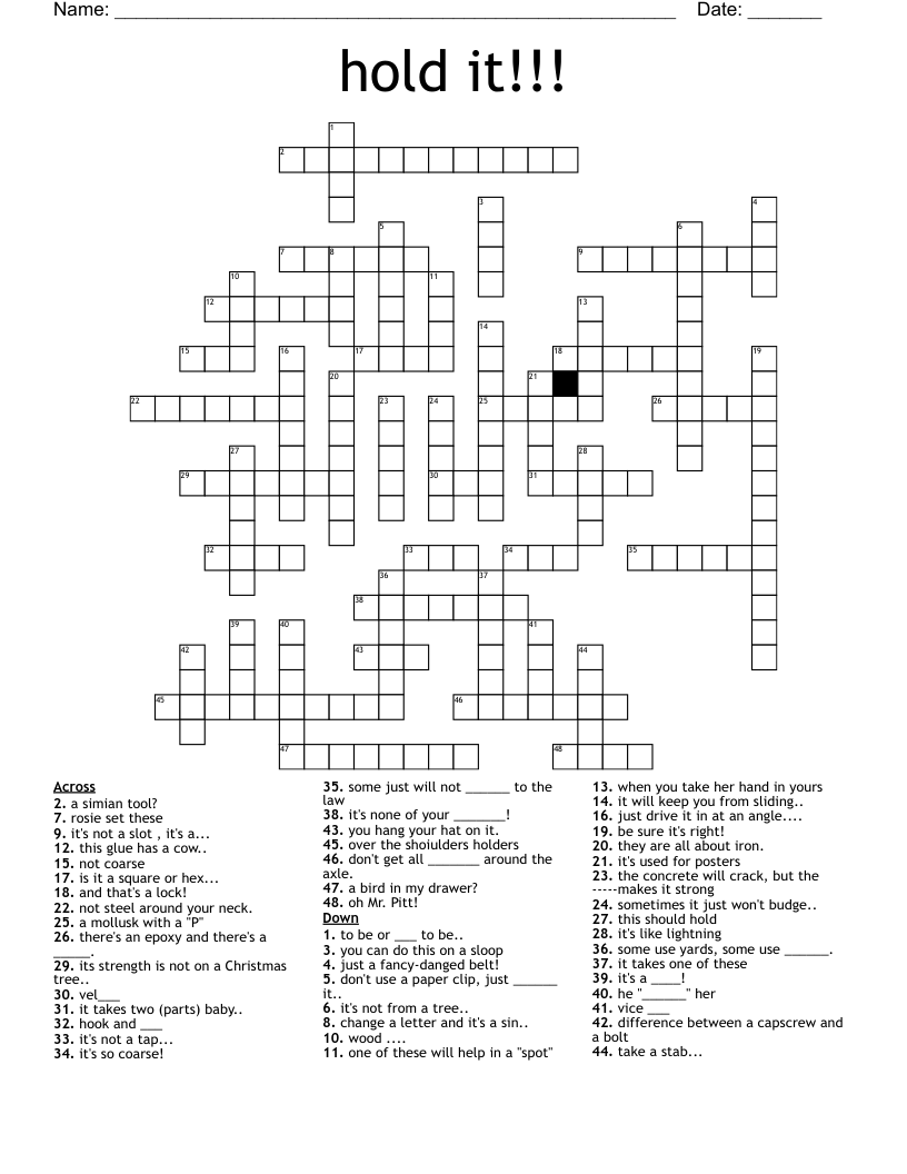 hold it!!! Crossword