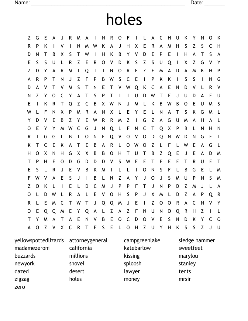 holes Word Search
