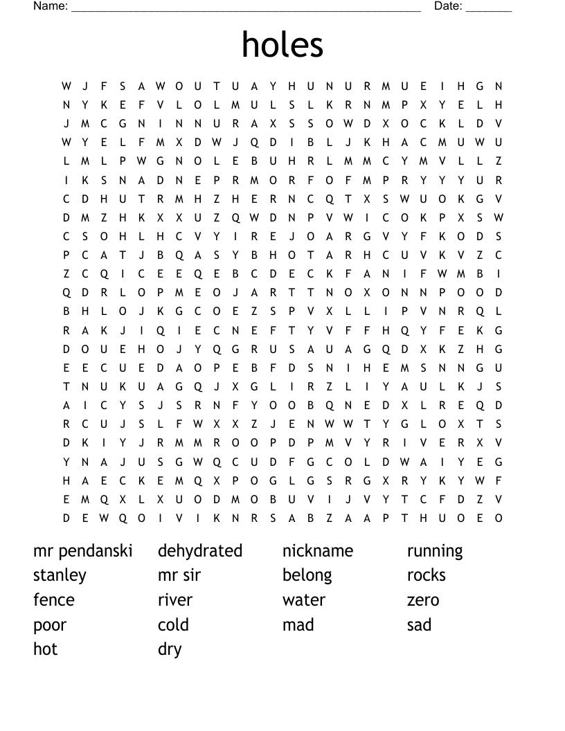 holes Word Search