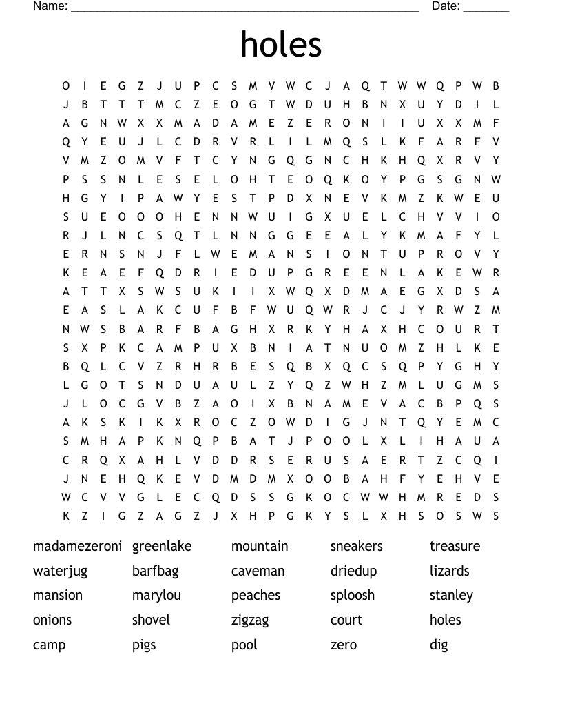 holes Word Search