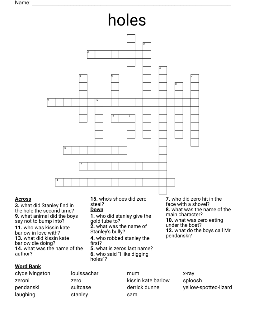 holes Crossword