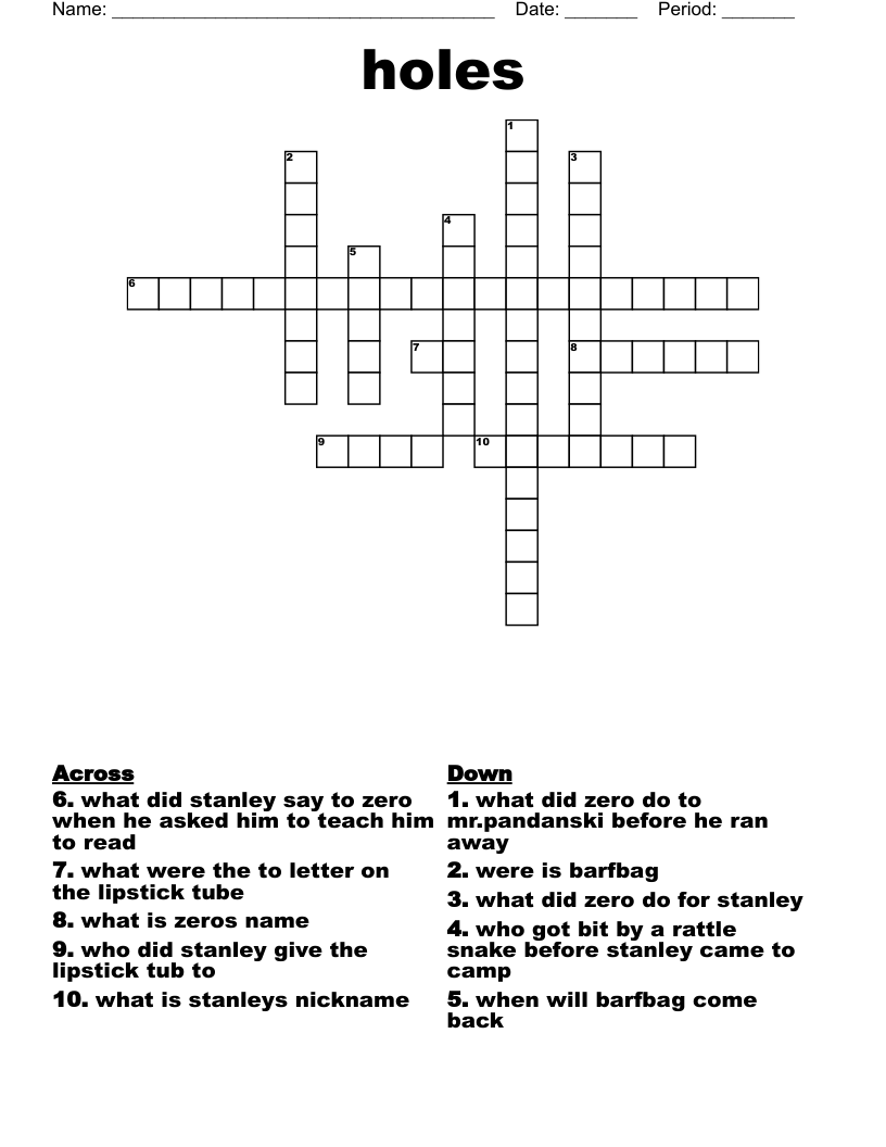 holes Crossword