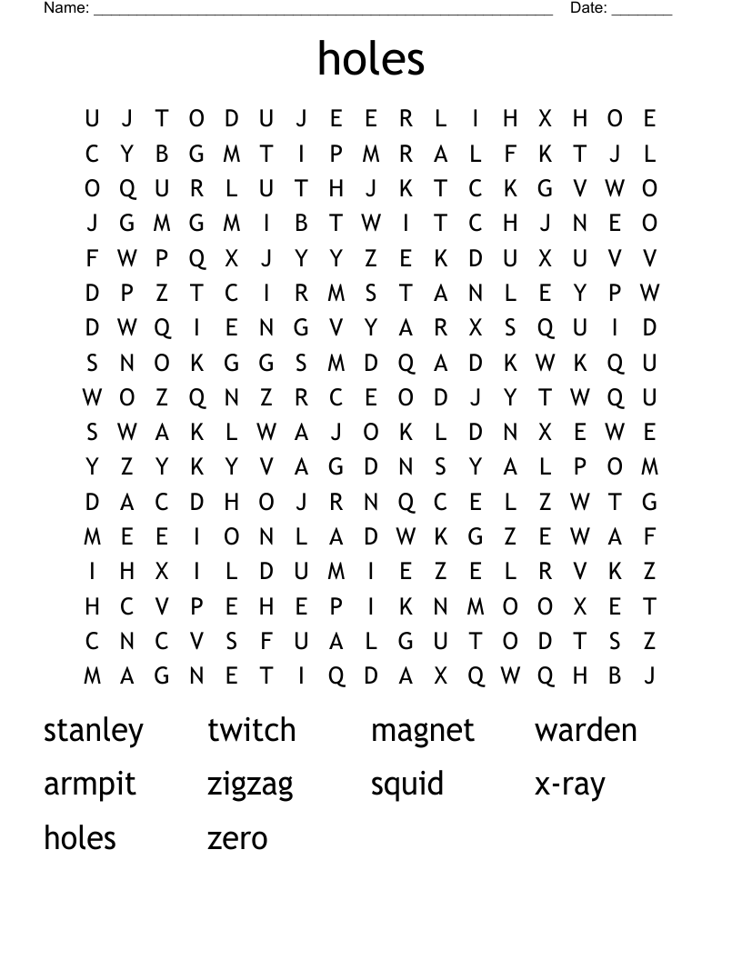 holes Word Search