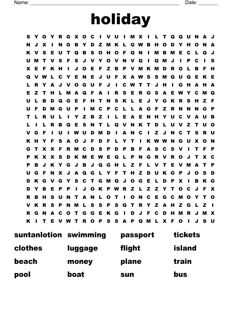 holiday Word Search