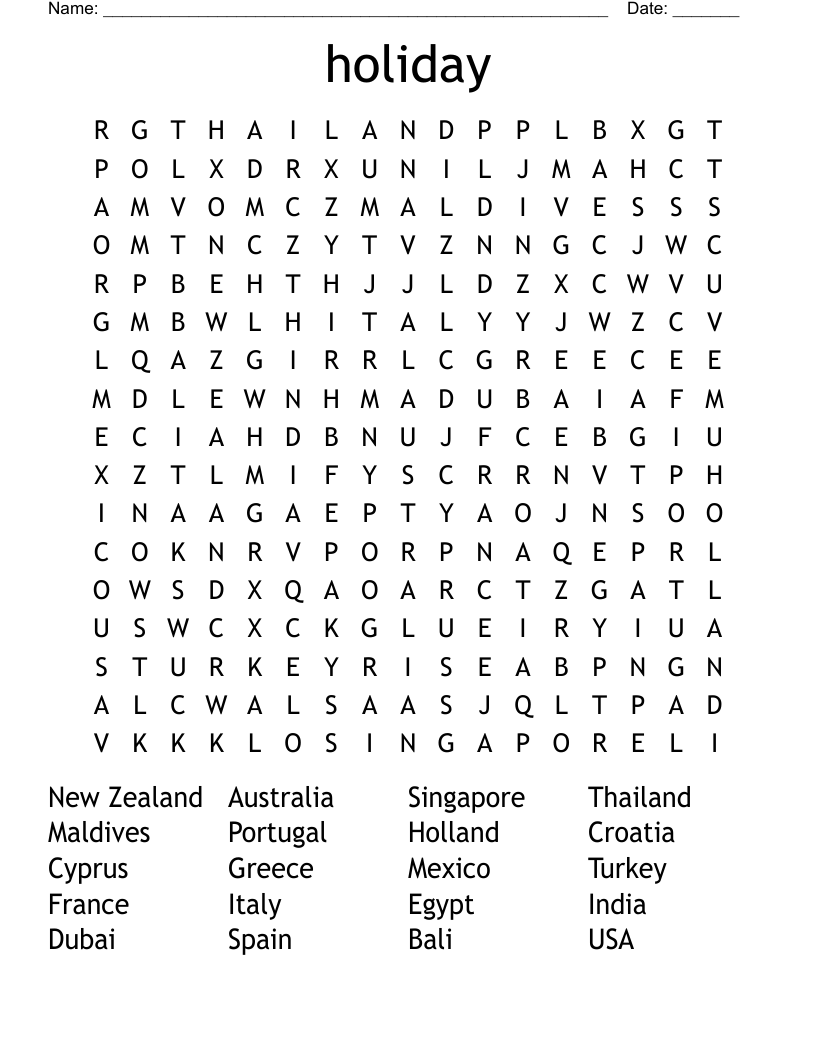 holiday Word Search